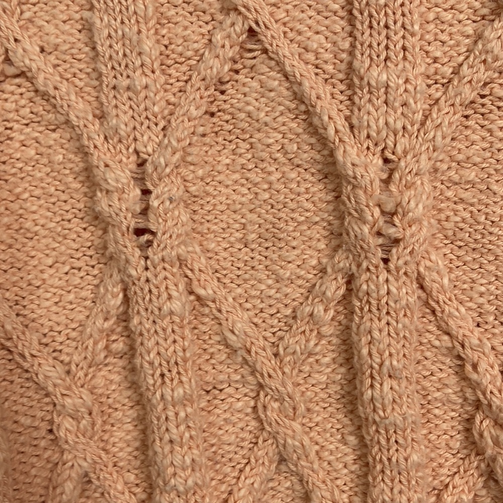 Forever 21 Peachy Pink Long Sleeve Open Knit Crop Top Sweater Size Small - Picture 3 of 8